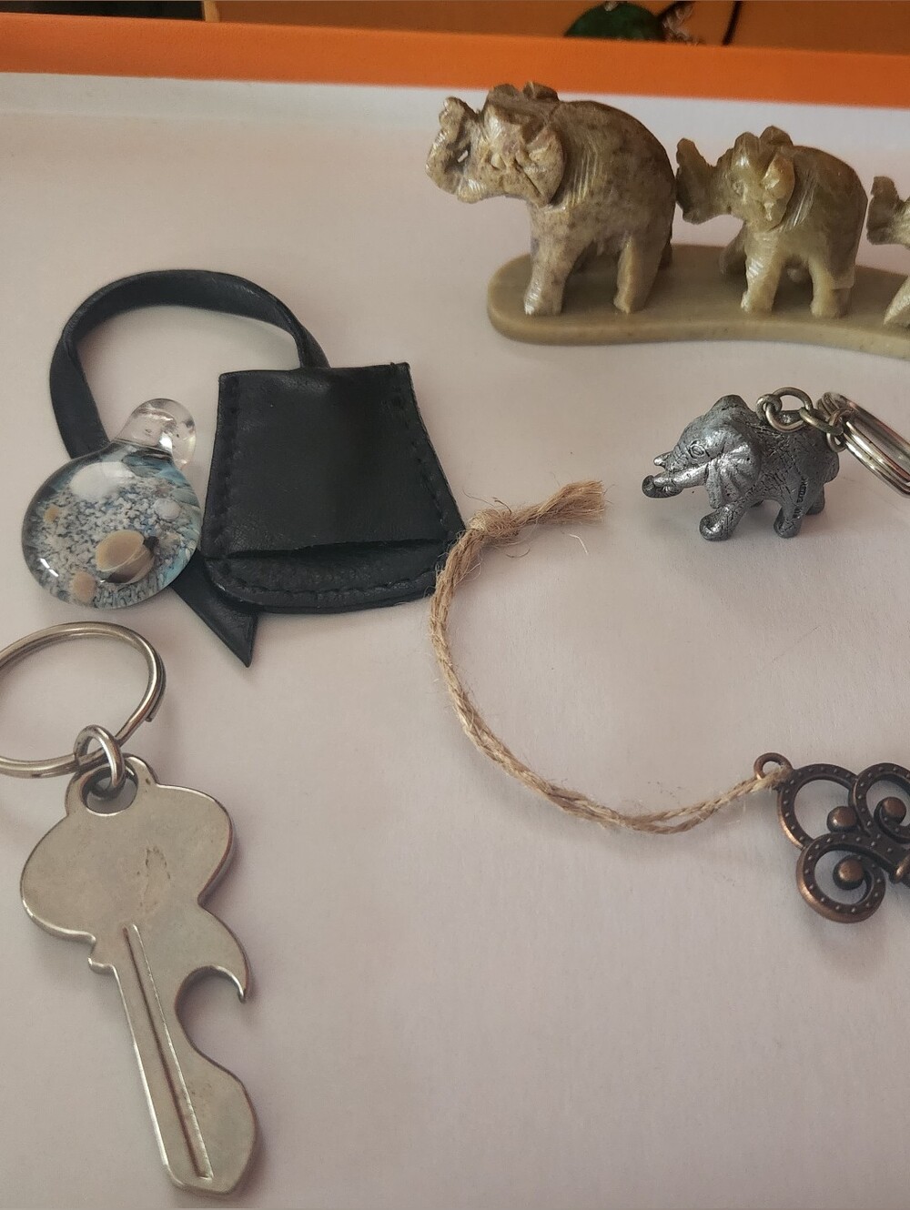 Vintage Lot Chelsea Hand Carved Marble Elephant Family collectible Various Items